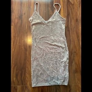 Forever 21 Silver Gray Crushed Velvet Spaghetti Strap Mini Dress
